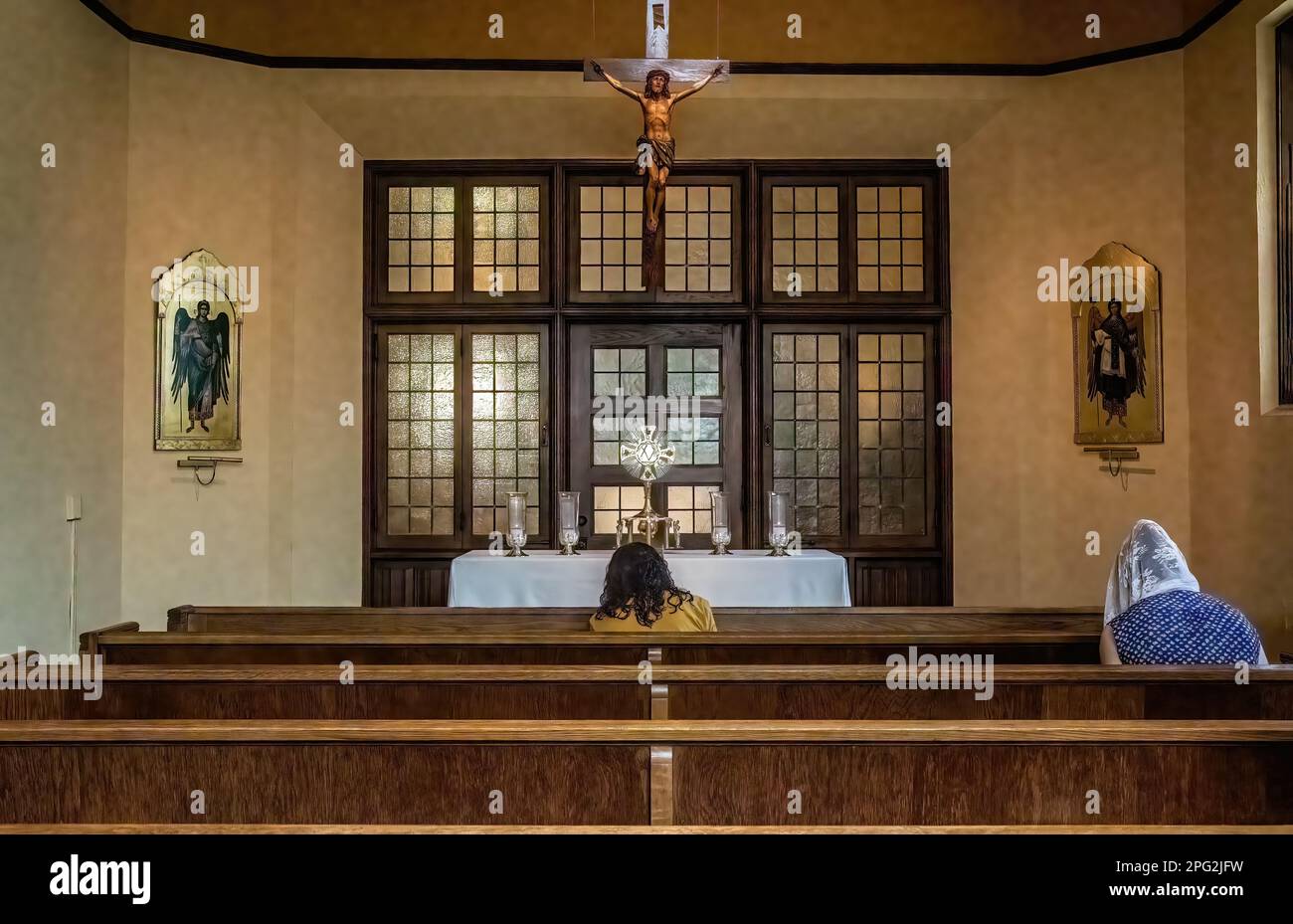 Chapelle d'adoration eucharistique à Saint-Laurent Eglise catholique de Mark à St. Paul, Minnesota, États-Unis. Banque D'Images