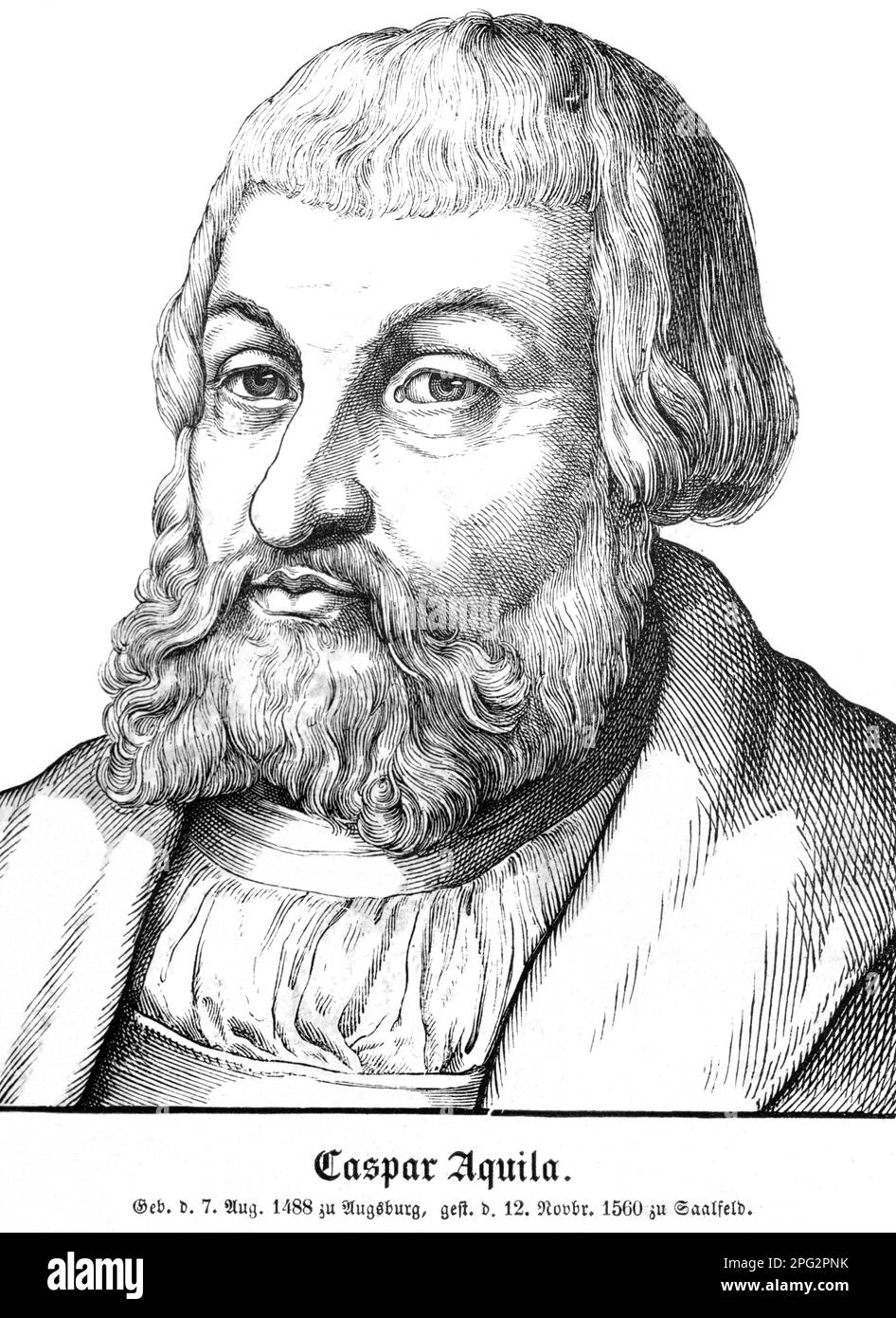 Europa, Deutschland, Bayern, Augsbourg, Caspar Aquila, Betrieb einer Bürgen, Verlag von Wigand , Leipzig, 1857 . / Europe, Allemagne, Bavière, Augsbourg, Caspar Aquila, Théologien luthérien allemand, portrait, image de : Zweihundert Bildnisse und Lebensbeschreibungen berühmter deutscher Männer ( portraits et biographies d'hommes allemands connus ) , maison d'édition Georg Wigand, Leipzig, 1857 . Banque D'Images