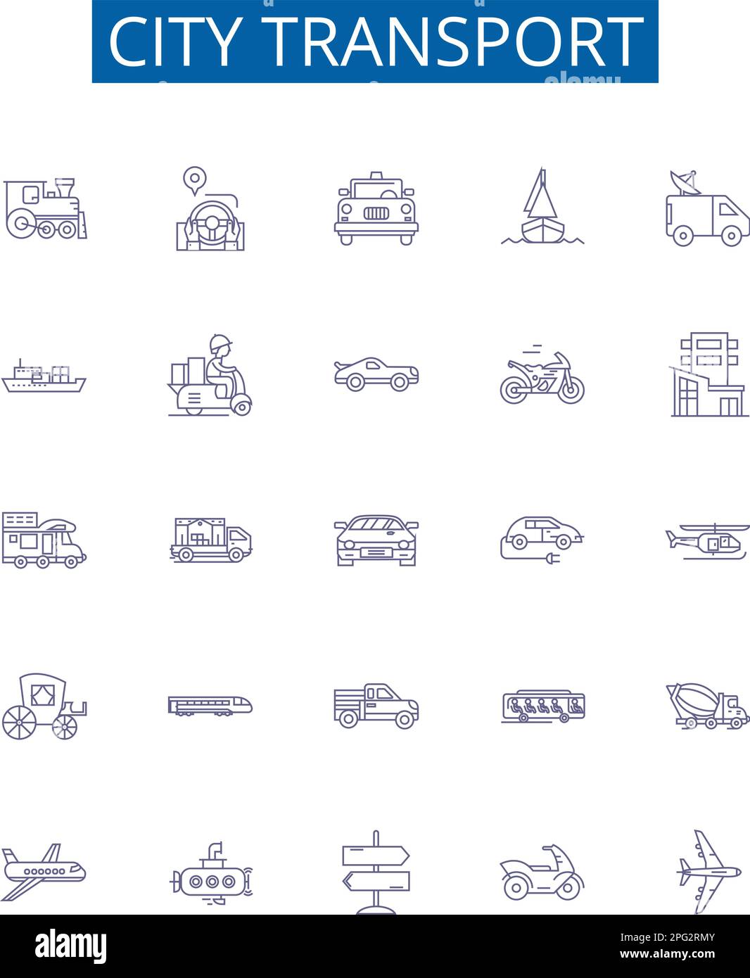 Les panneaux Icons de la ligne de transport de la ville s'affichent. Collection design de urbain, transport, bus, métro, Metro, Vecteur de concept automobile, vélo, taxi Illustration de Vecteur