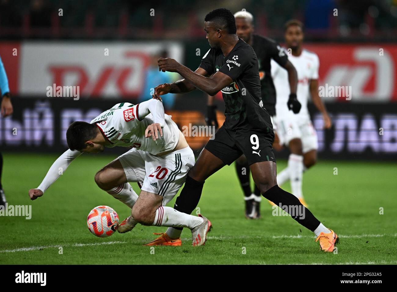 Ligue russe de premier plan (RPL). MIR - Championnat russe de football 2022/2023. 20th ronds. Match entre les équipes 'Lokomotiv' (Moscou) - 'Krasnodar' (Krasnodar) au stade 'RZD Arena'. 18.03.2023 Russie, Moscou photo: Ivan Vodop'janov/Kommersant/Sipa USA Banque D'Images
