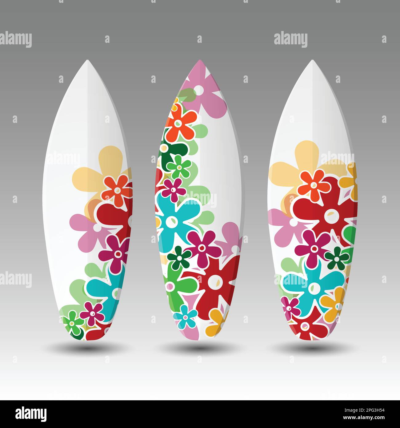 Modèle de conception de planches de surf avec motif floral Illustration de Vecteur