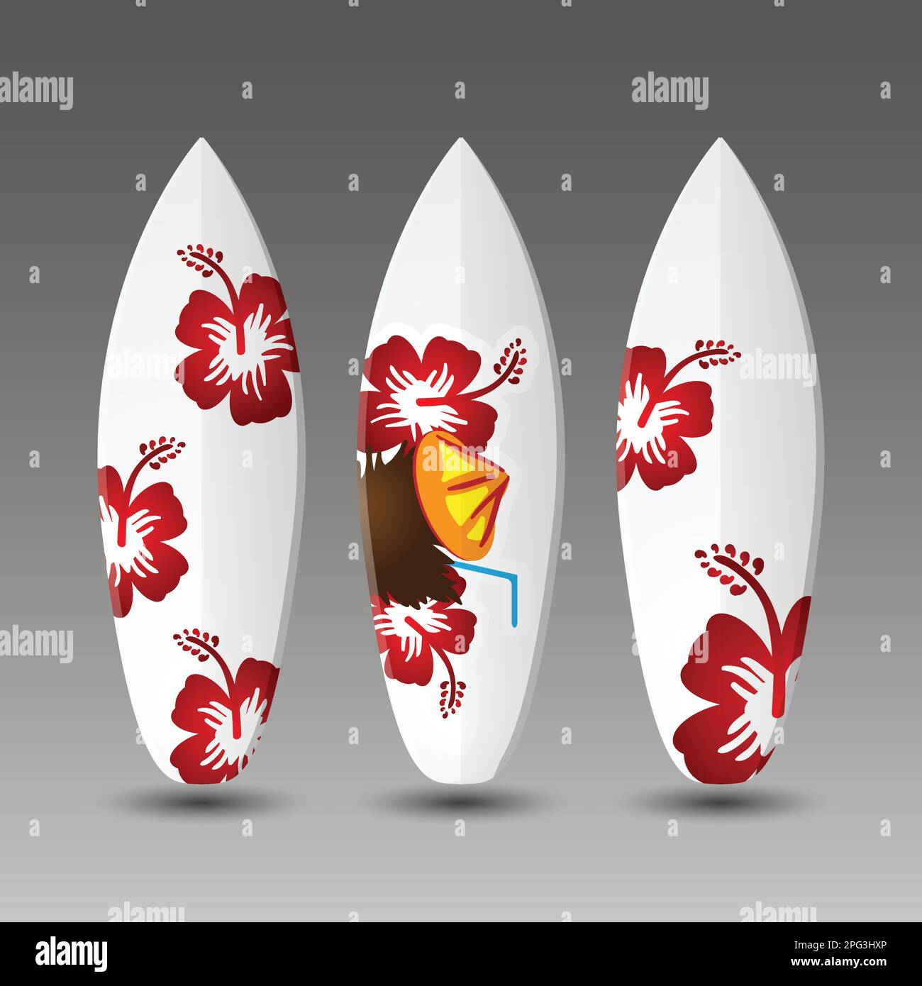 Modèle de conception de planches de surf avec motif floral Illustration de Vecteur