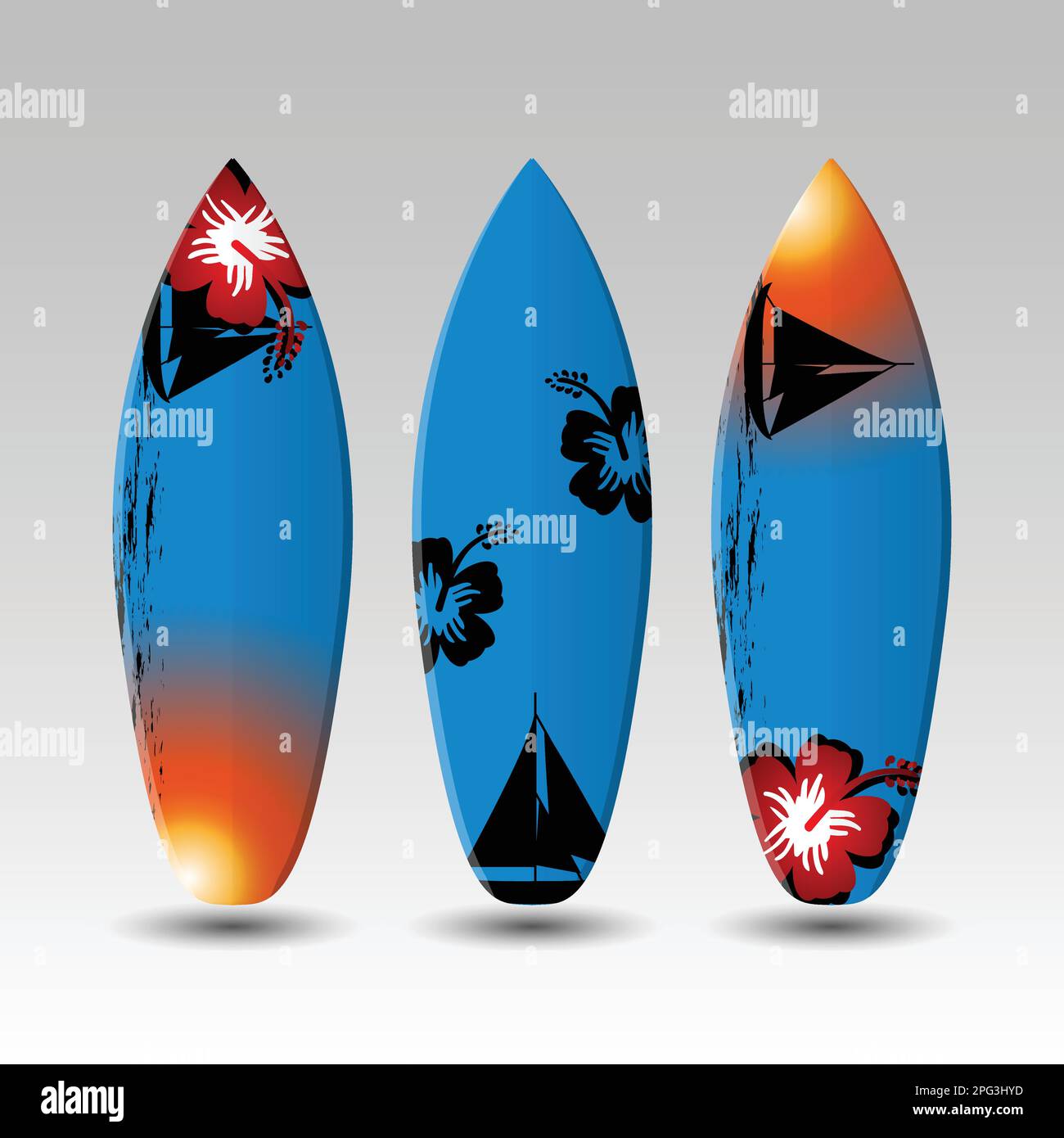 Modèle de conception de planches de surf avec motif fleuri Illustration de Vecteur