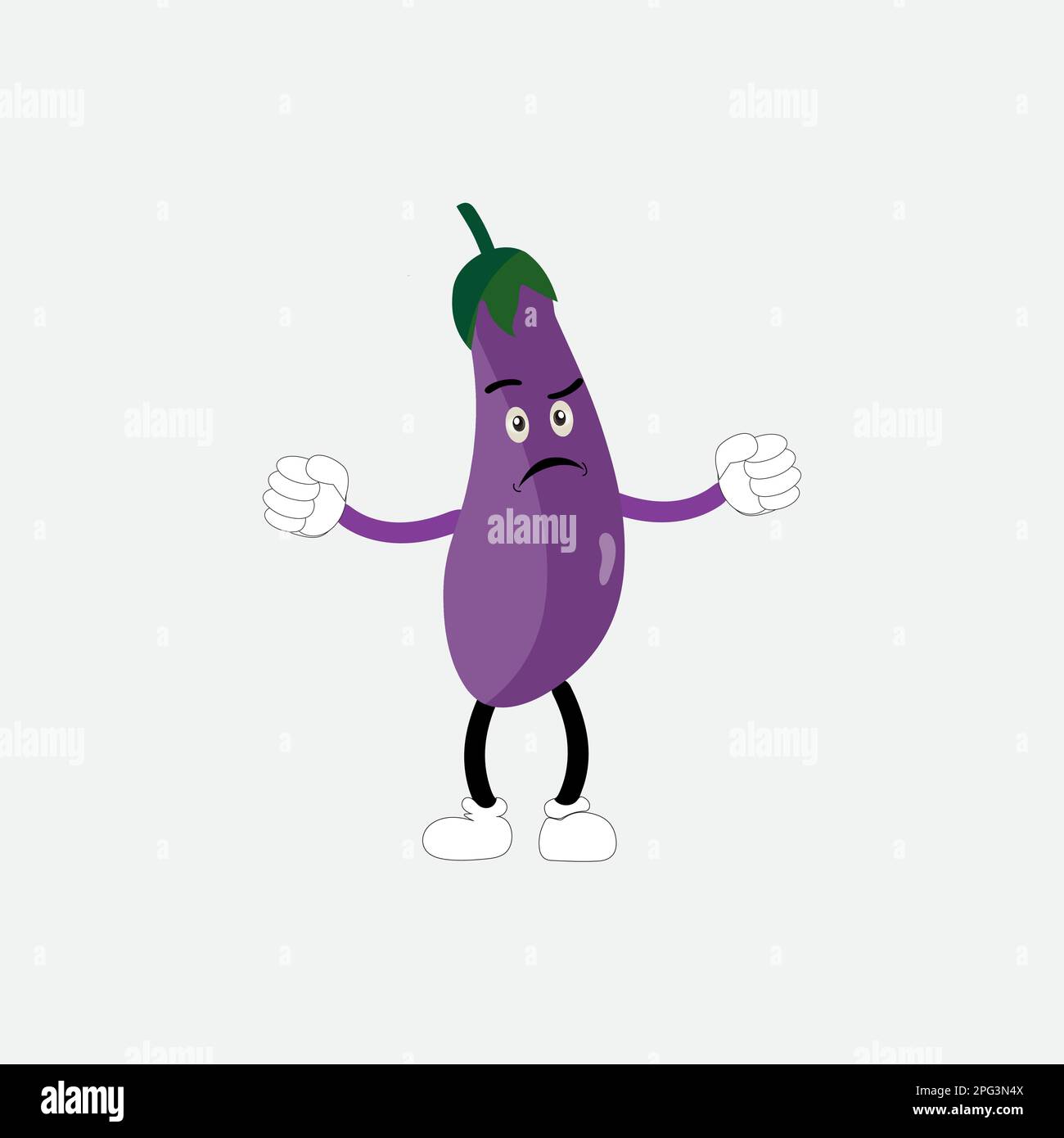 Illustration vectorielle de joli motif aubergines. Personnage de dessin animé d'aubergine plate. Motif de fruits aux aubergines violettes minimal pour les livres pour enfants. Aubergine Illustration de Vecteur