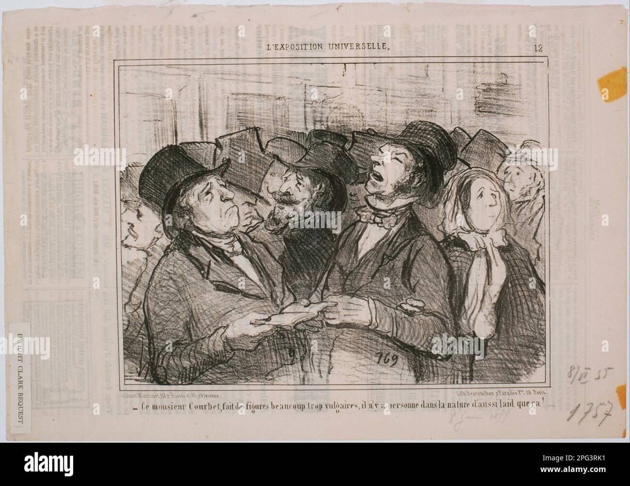 L'exposition universelle : ce monsieur Courbet, fait des figures...Vulgaires 1855 par Honoré Daumier Banque D'Images