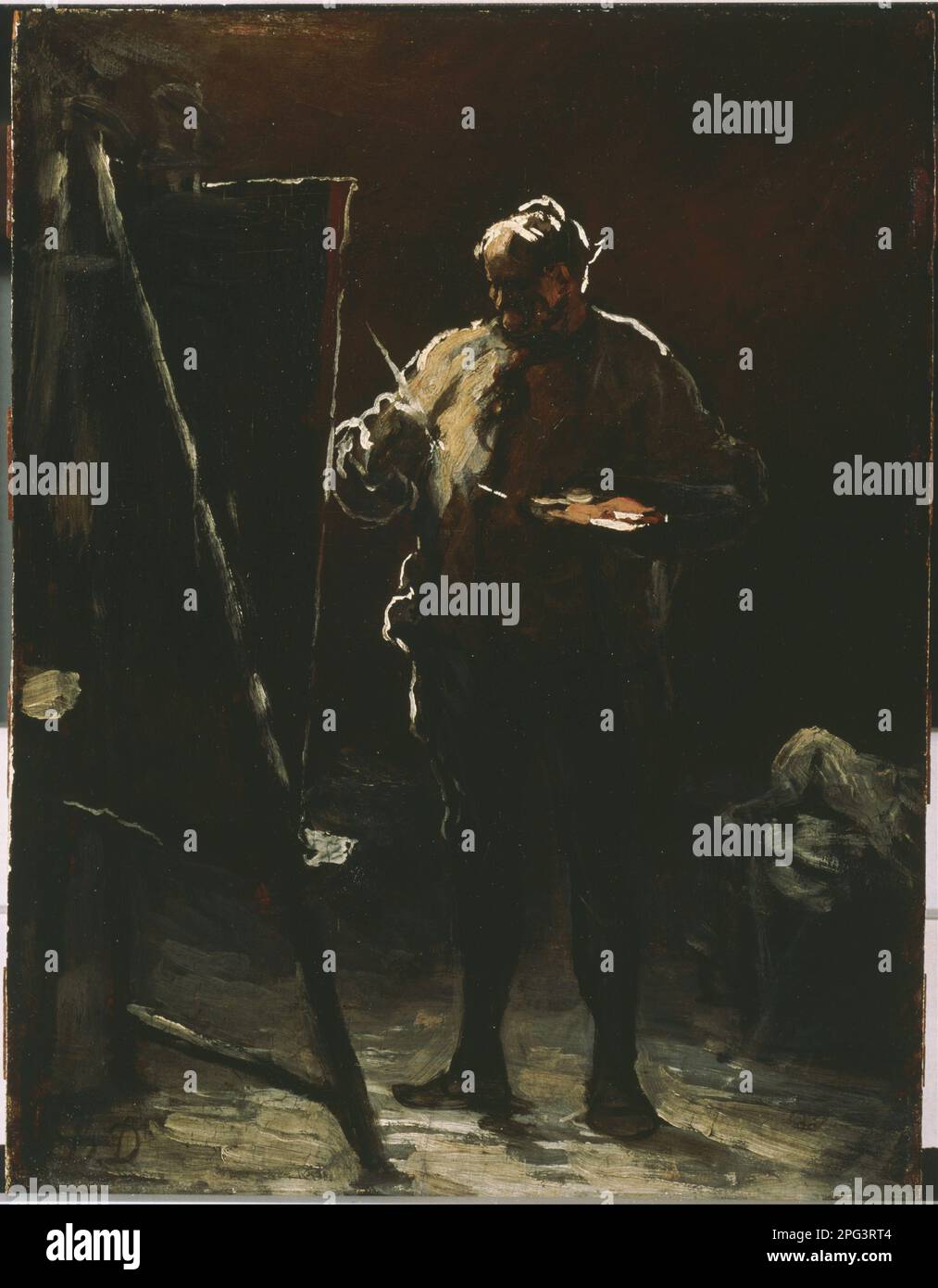 Le peintre à son Easel vers 1870 par Honoré Daumier Banque D'Images