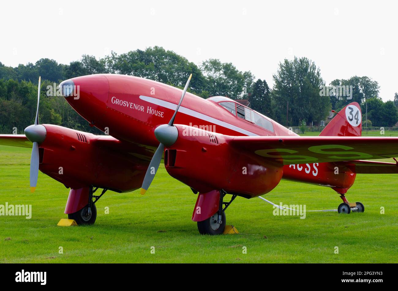 DH 88 Comet Racer, G-ACSS, Shuttleworth Collection, Old Warden, Biggleswade, Bedford, Angleterre, Banque D'Images