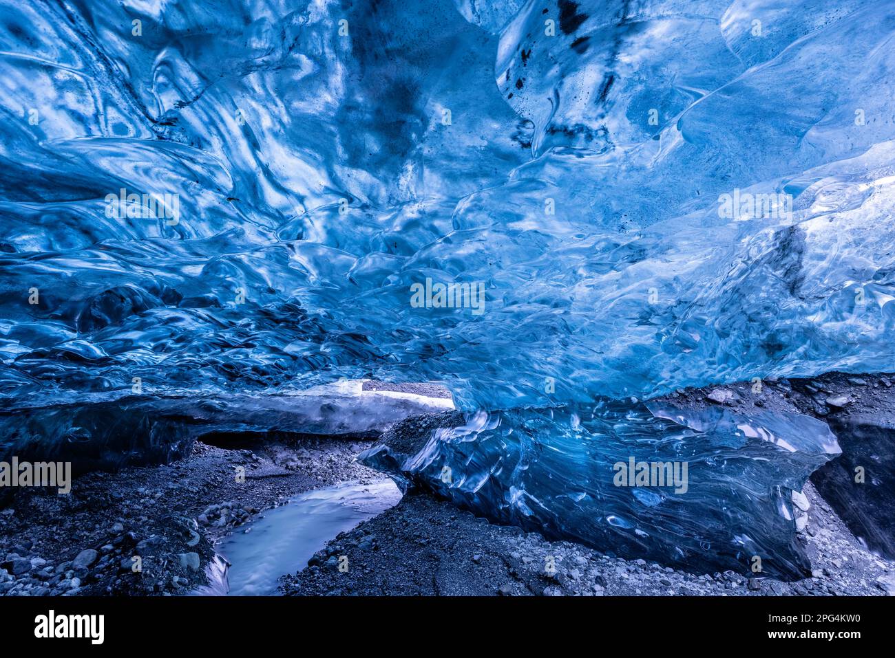 Grotte de glace Sapphire Breiðamerkurjökull du parc national de Vatnajökull, Islande Banque D'Images