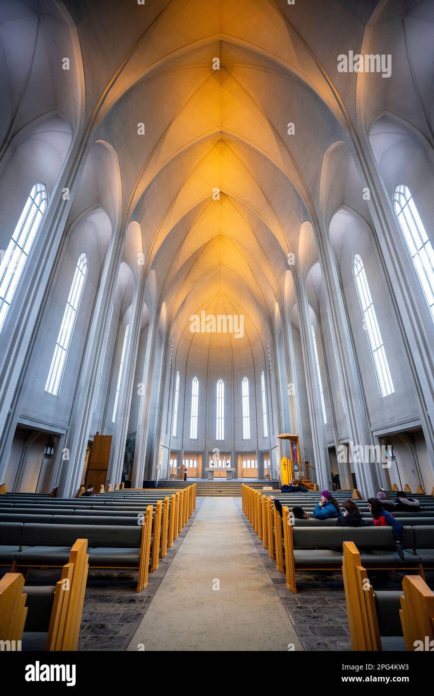 Hallgrímskirkja, Hallgrimskirkja Eglise de Reykjavik, Islande Banque D'Images
