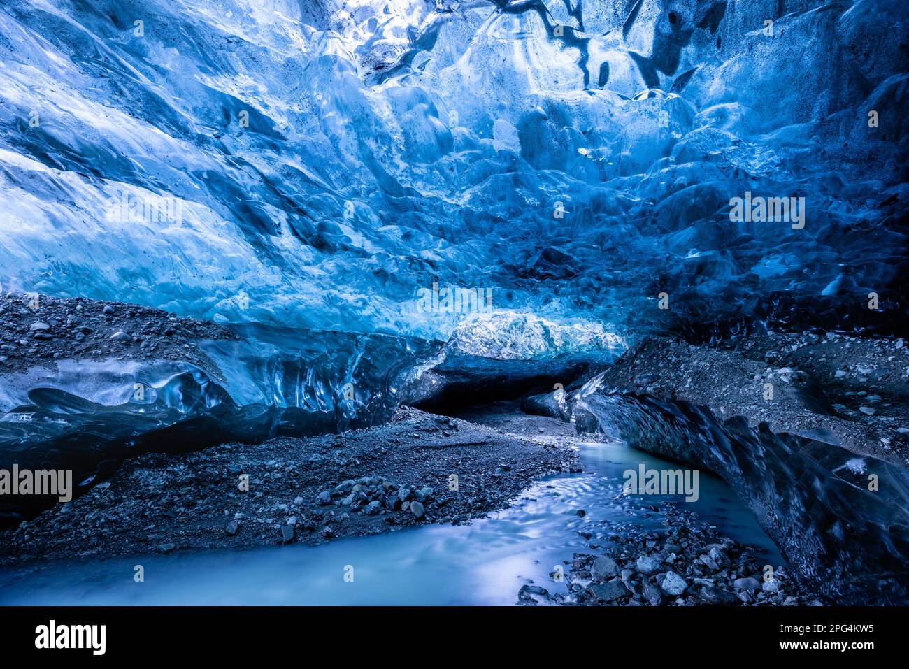 Grotte de glace Sapphire Breiðamerkurjökull du parc national de Vatnajökull, Islande Banque D'Images