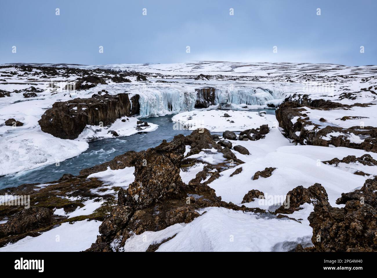Cascade de Hrafnabjargafoss dans les Highlands d'Islande Banque D'Images