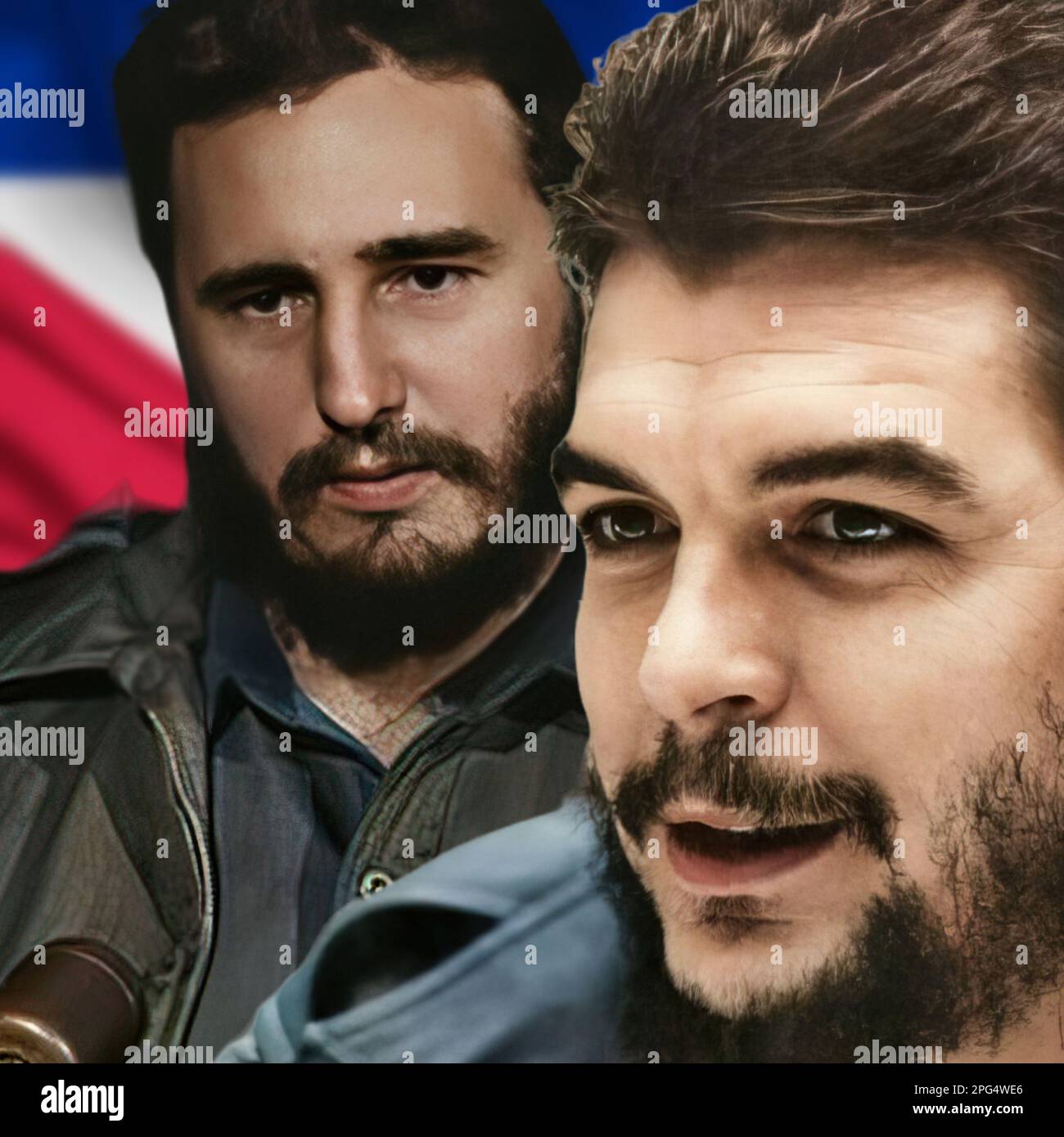 Une photo de Fidel Castro et Ernesto Che Guevara, deux leaders importants de la révolution cubaine Banque D'Images