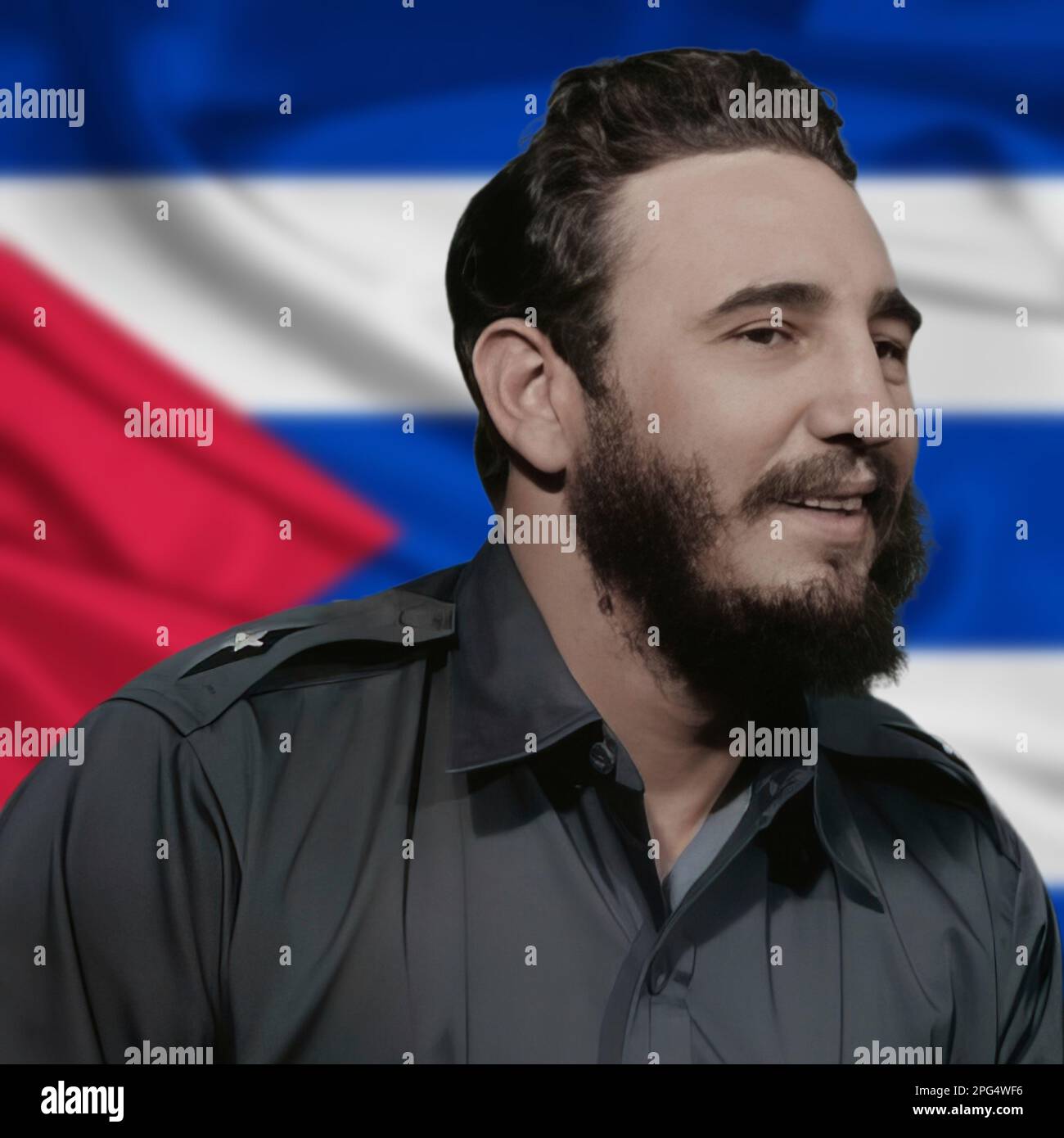Une photo de Fidel Castro, chef de la révolution cubaine Banque D'Images