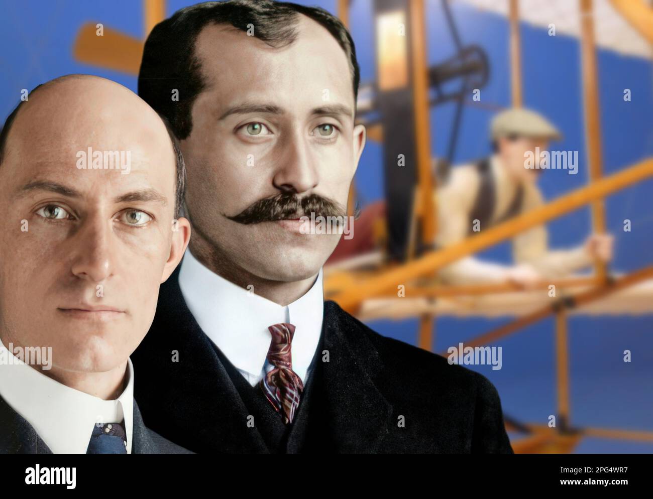 Orville et Wilbur Wright (connus sous le nom de frères Wright) ont été les inventeurs du premier avion. Banque D'Images