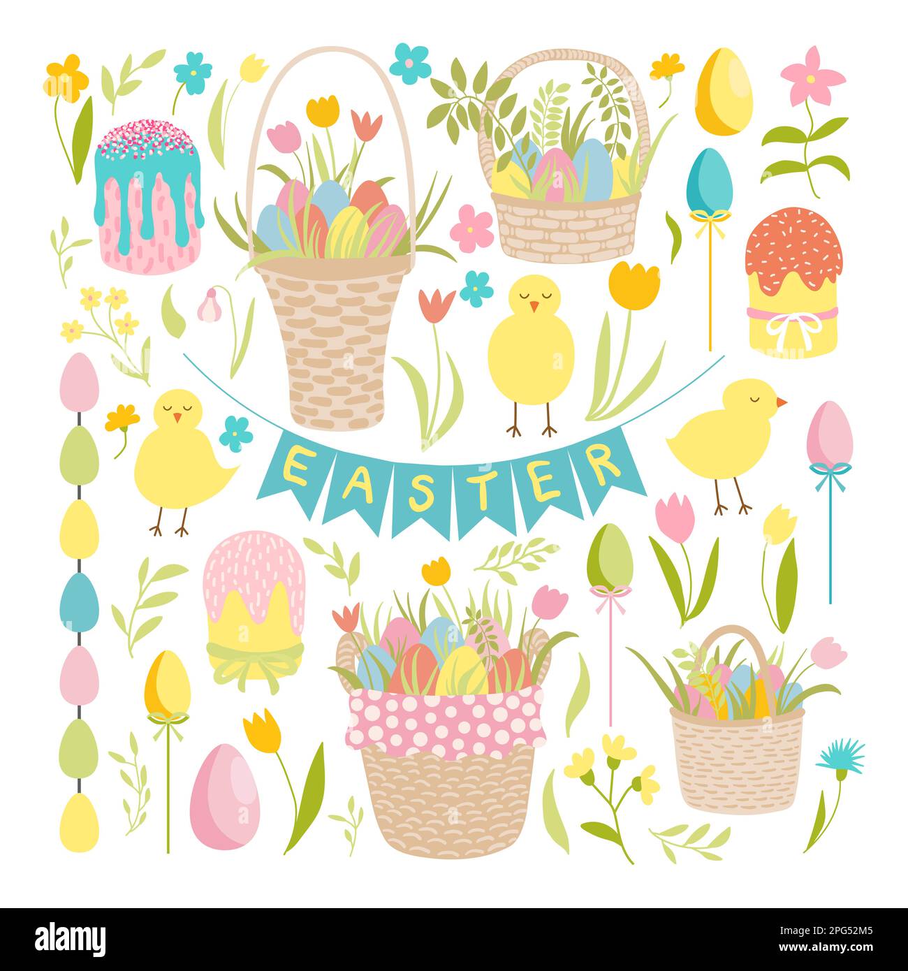 Ensemble de clips d'art à motif de Pâques Illustration de Vecteur