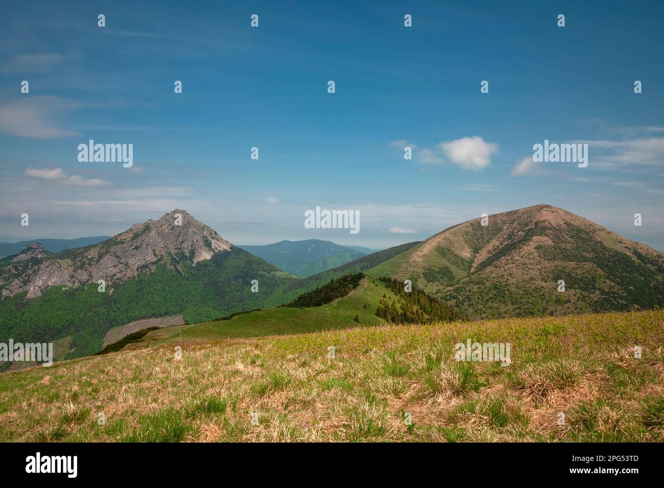 Montagnes Maly Rozsutec, Velky Rozsutec, Stoh, vue de Steny, parc national Mala Fatra, Slovaquie Banque D'Images