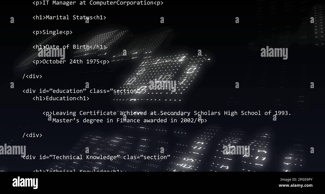 Image du codage binaire et du traitement des données Banque D'Images
