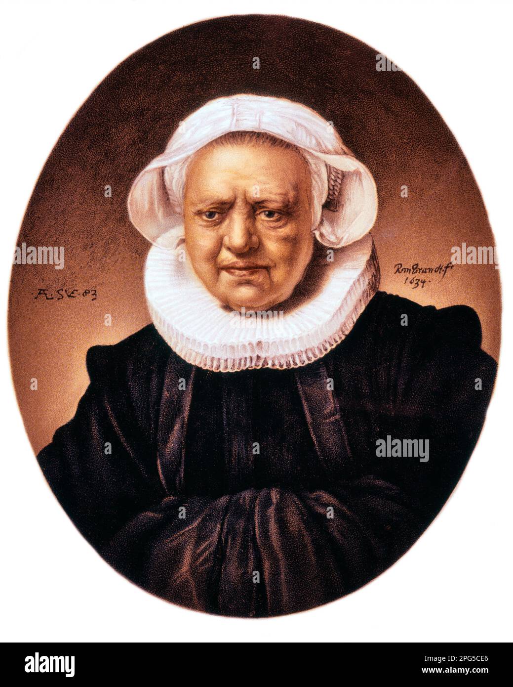1600S 1634 PORTRAIT D'UNE VIEILLE DAME APRÈS REMBRANDT AECHJE PESSER 83 ANS FEMME DU BRASSEUR DE ROTTERDAM JAN D. PESSER - KA3123 HAR001 HARS OLDSTERS OLDSTER JAN ELDERS HOLLAND PEINTURE À L'HUILE GROS PLAN ÉLÉGANT PORT DE TÊTE 1600S CRÉATIVITÉ FEMME ÂGÉE REMBRANDT RUFF URBA 1634 17TH SIÈCLE CAUCASIEN ORIGINE FLAMANDE HAR001 PAYS-BAS À L'ANCIENNE Banque D'Images