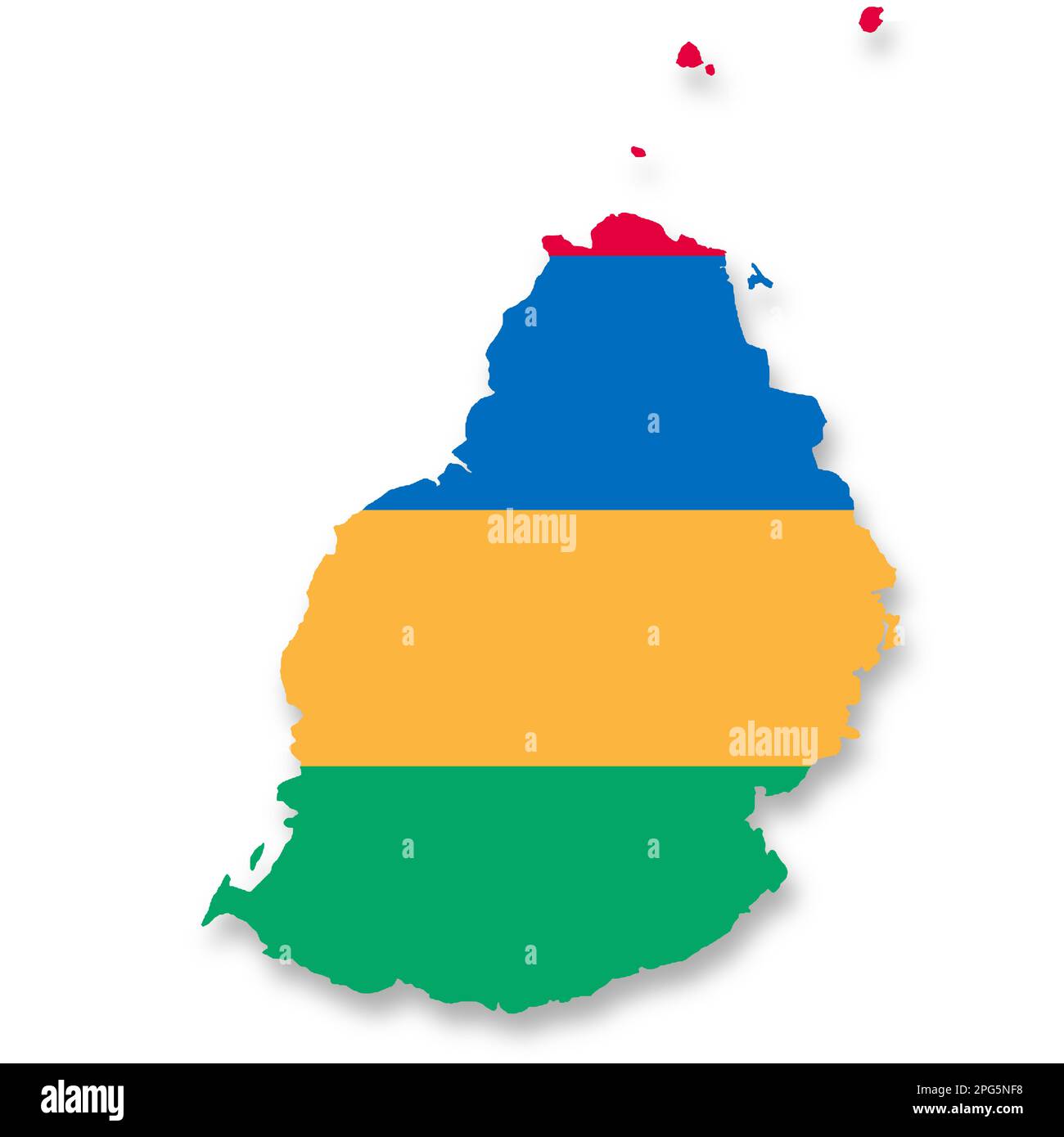 Carte de l'île Maurice sur fond blanc avec illustration du chemin d'écrêtage 3D Banque D'Images