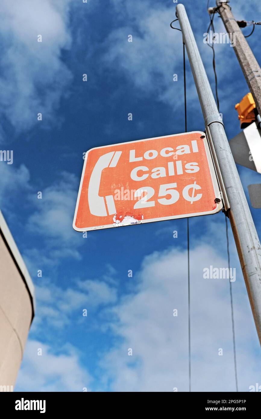 Le panneau des appels locaux est de 25 cents Banque D'Images