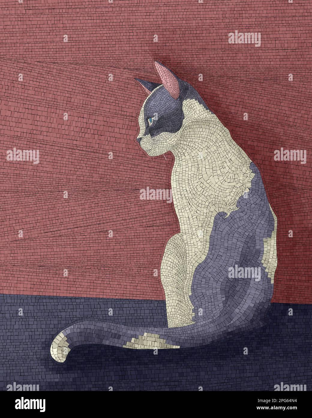 Mosaïque de chat tacheté, illustration vectorielle Banque D'Images