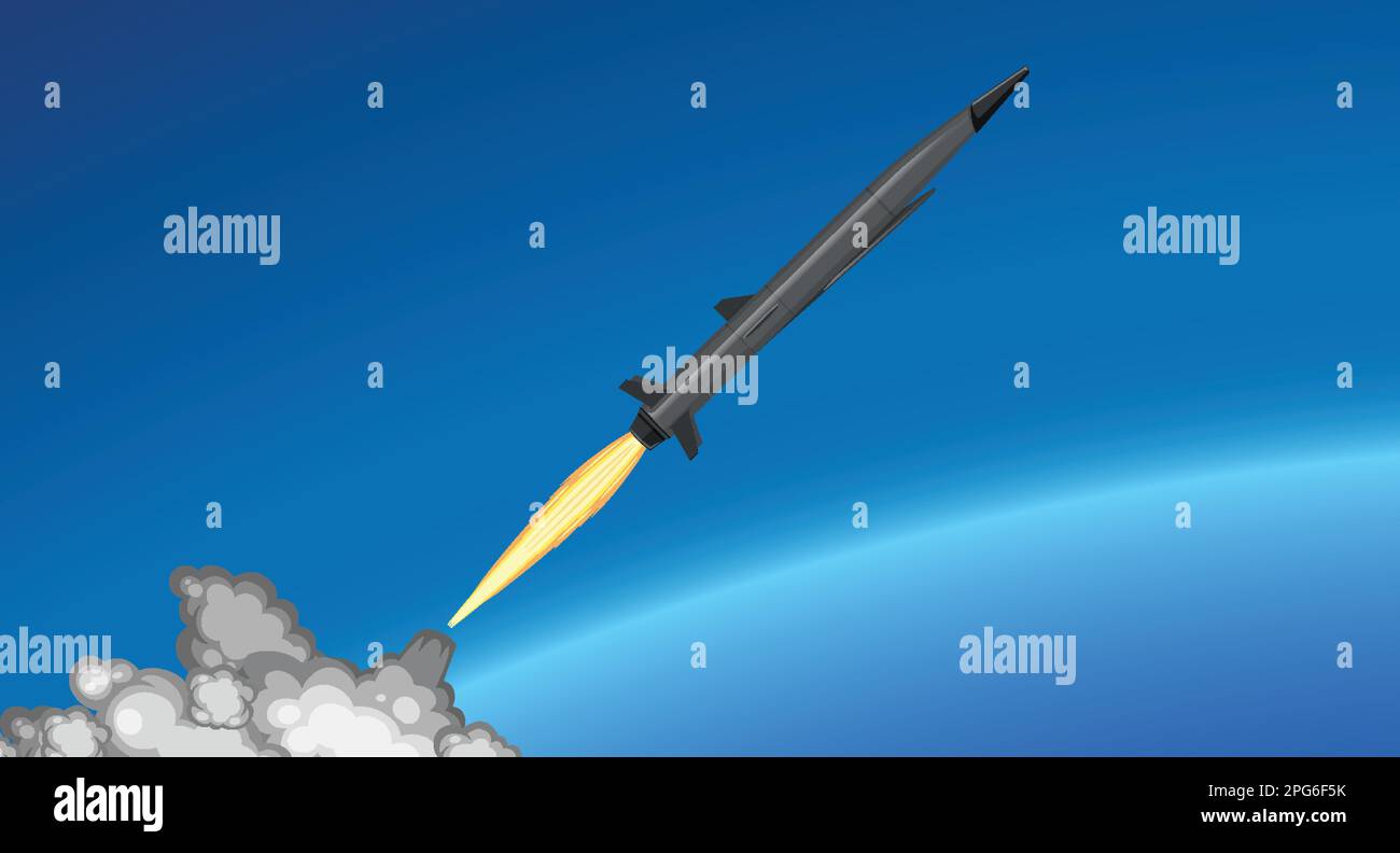Missile hypersonique dans l'illustration du ciel bleu Illustration de Vecteur