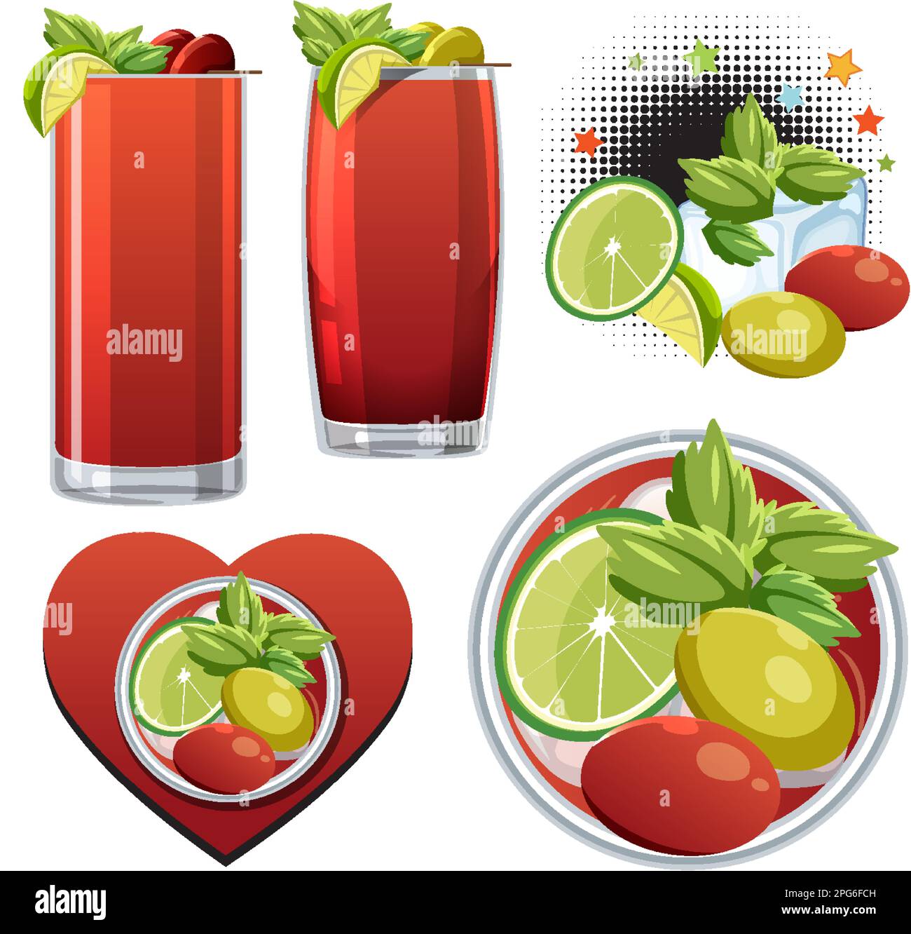 Ensemble de l'illustration du cocktail Bloody mary Illustration de Vecteur
