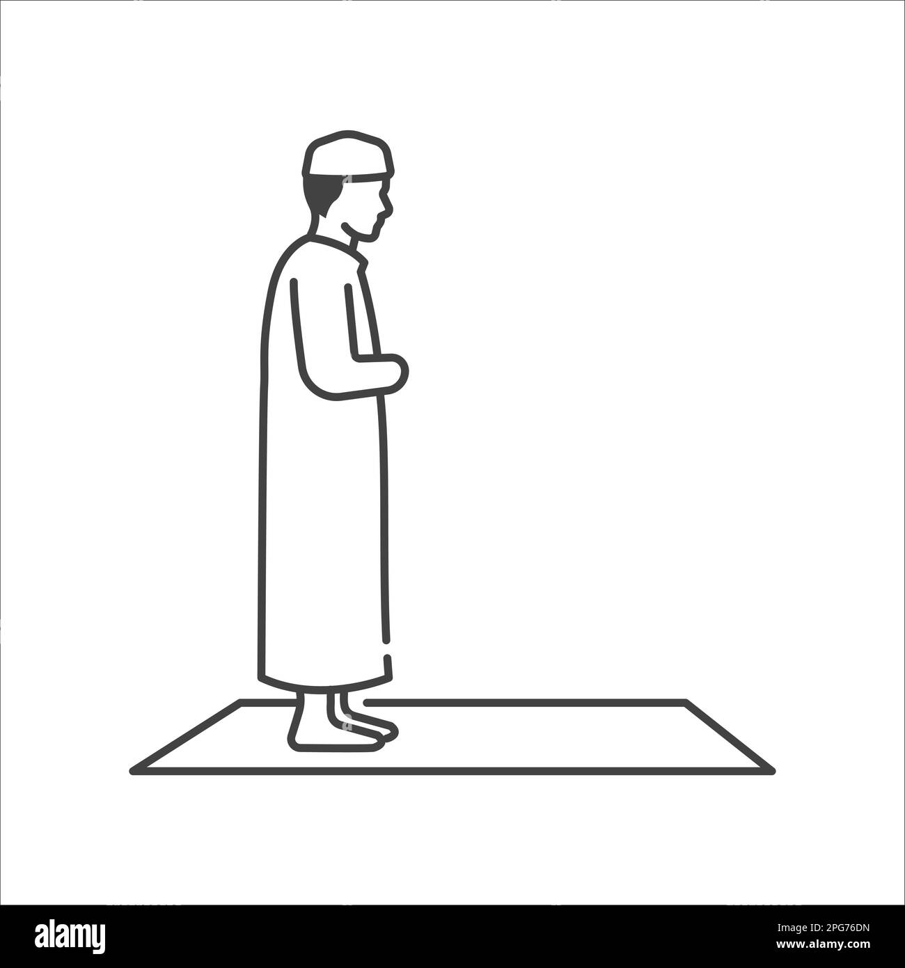 Mouvement islamique de prière de l'icône linéaire de solat. Moslem prier icône. Icône de religion linéaire. Illustration vectorielle Illustration de Vecteur