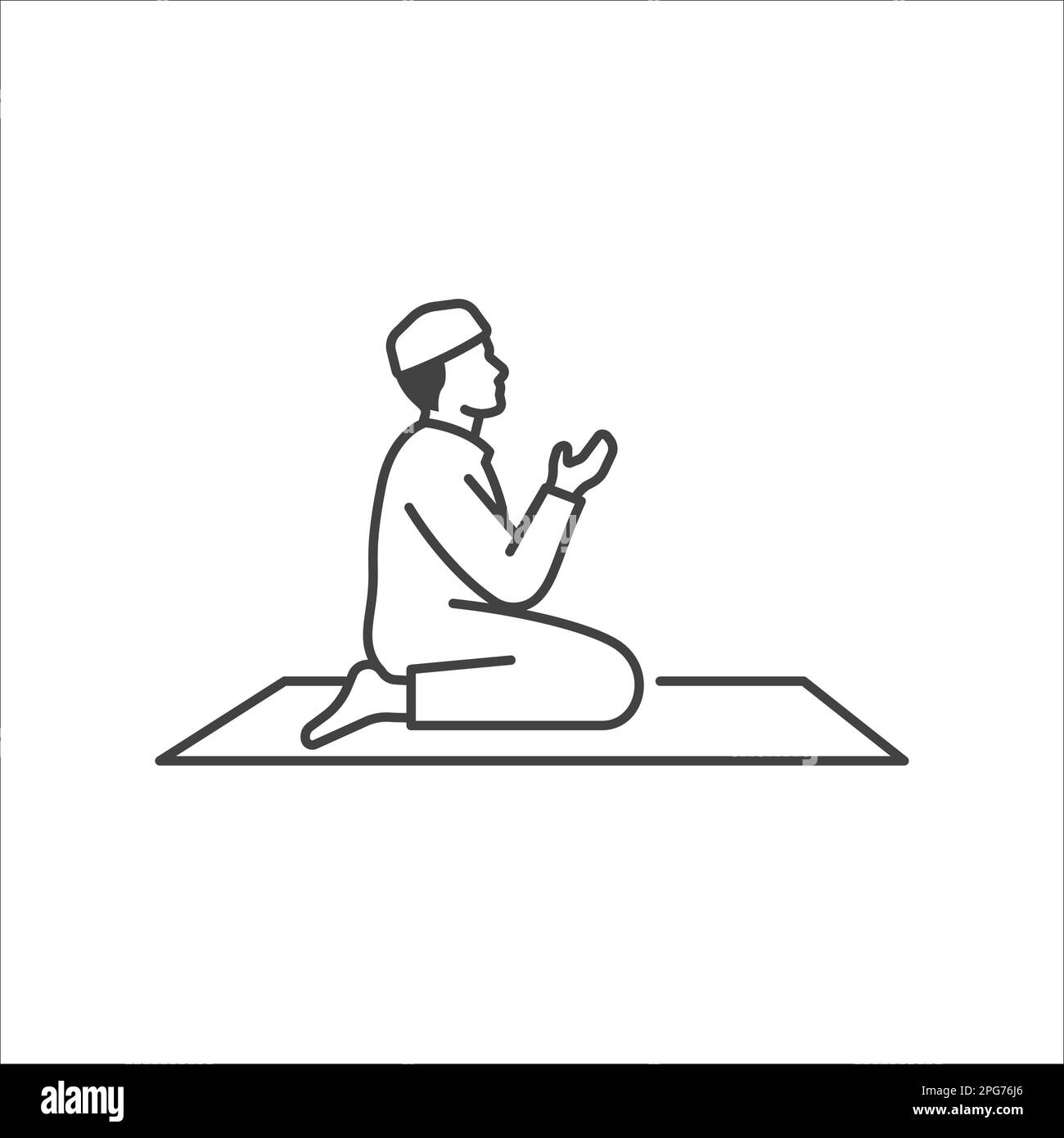 Mouvement islamique de prière de l'icône linéaire de solat. Moslem prier icône. Icône de religion linéaire. Illustration vectorielle Illustration de Vecteur