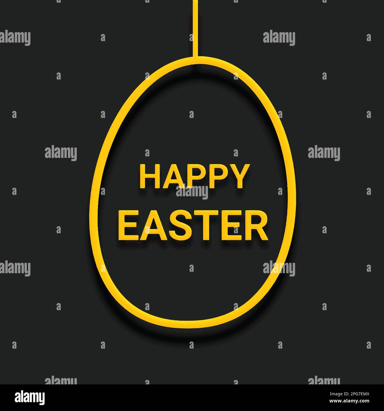 Joyeuses Pâques. Œuf jaune sur fond noir. Illustration vectorielle. Illustration de Vecteur