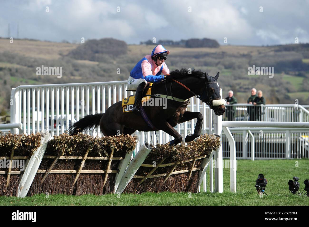 Première course 1,30 l'obstacle JCB Triumph. Jupiter du Gite monté par Niall Houlihan sur le premier circuit course hippique à Cheltenham Racecourse on Da Banque D'Images