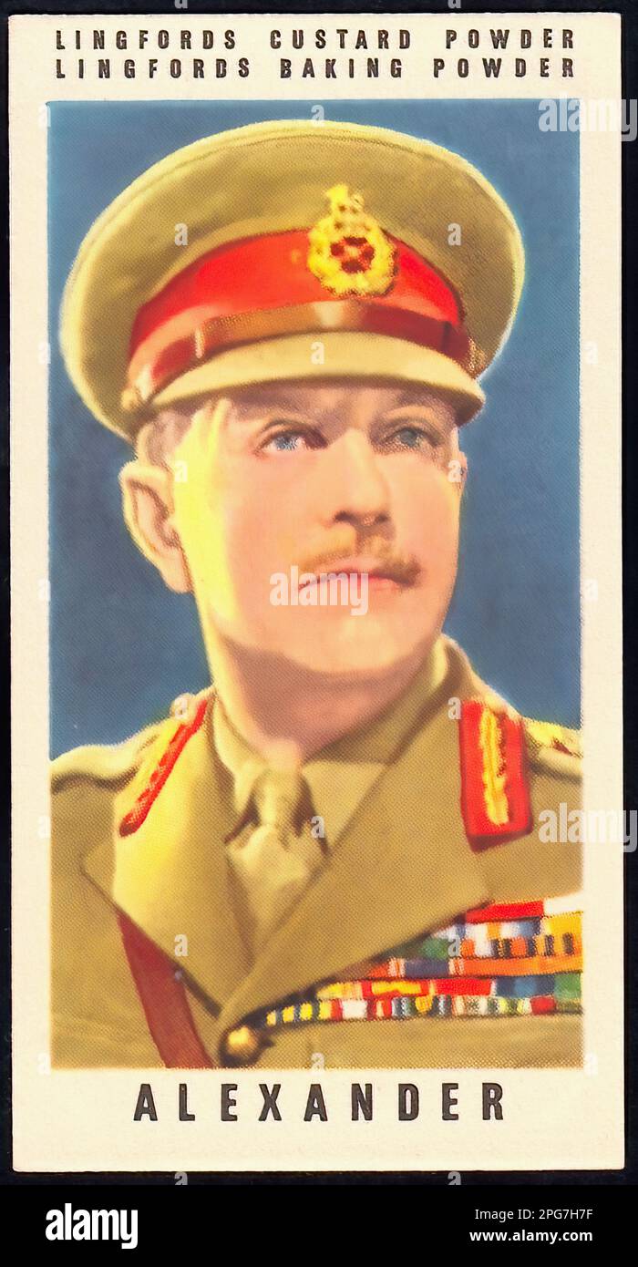 Portrait du maréchal Alexander - carte professionnelle britannique d'époque Banque D'Images