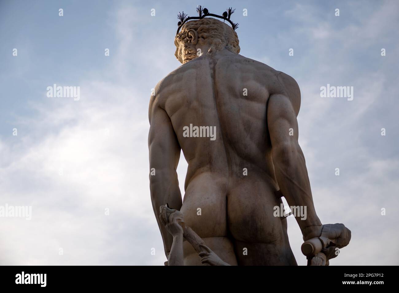 La fontaine de Neptune par l'artiste Bartolomeo Ammannati dans la Pizza della Signoria, près du Palazzo Vecchio, à Florence, en Italie Banque D'Images