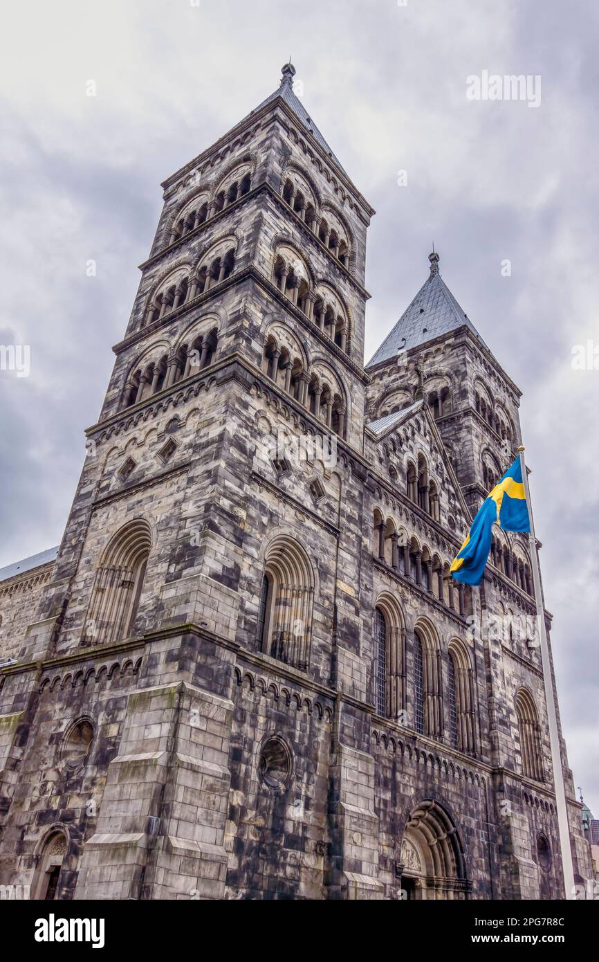 La cathédrale de Lund avec deux tours Banque D'Images