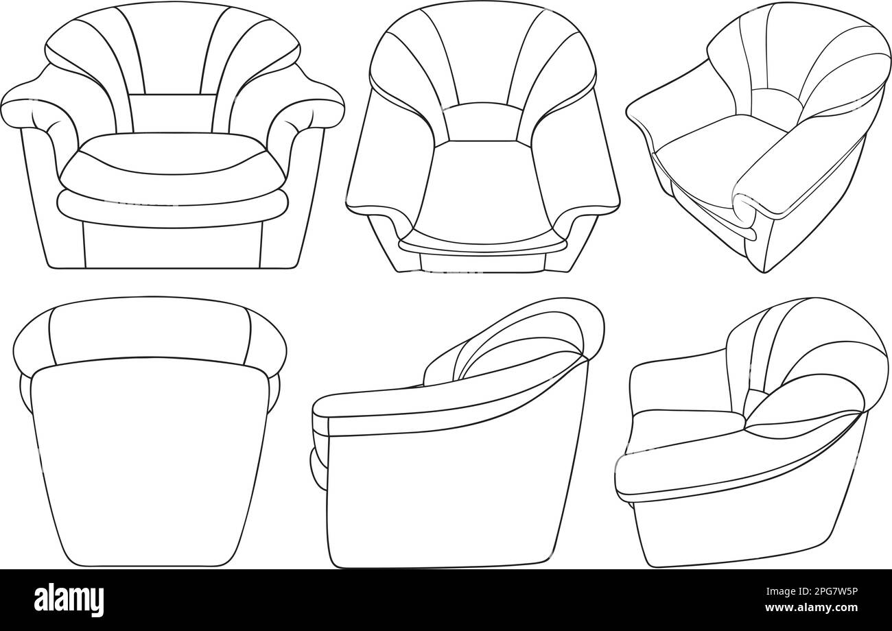 Collection de différents fauteuils isolés sur blanc Illustration de Vecteur