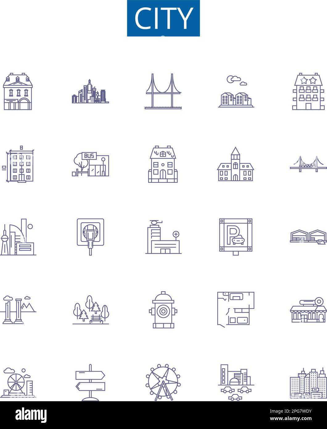 Icônes de la ville et panneaux de signalisation. Collection de conception urbaine, métropole, municipalité, village, ville, village, quartier, zone contour concept vecteur Illustration de Vecteur