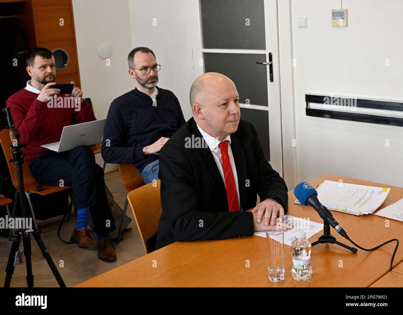 Prague, République tchèque. 21st mars 2023. Audience publique des candidats au poste de directeur général de CTK. Le Conseil de la CTK va probablement voter par la suite. Le candidat Jaroslav Kabele lors de l'audience publique à Prague, République tchèque, 21 mars 2023. Crédit : Michal Krumphanzl/CTK photo/Alay Live News Banque D'Images