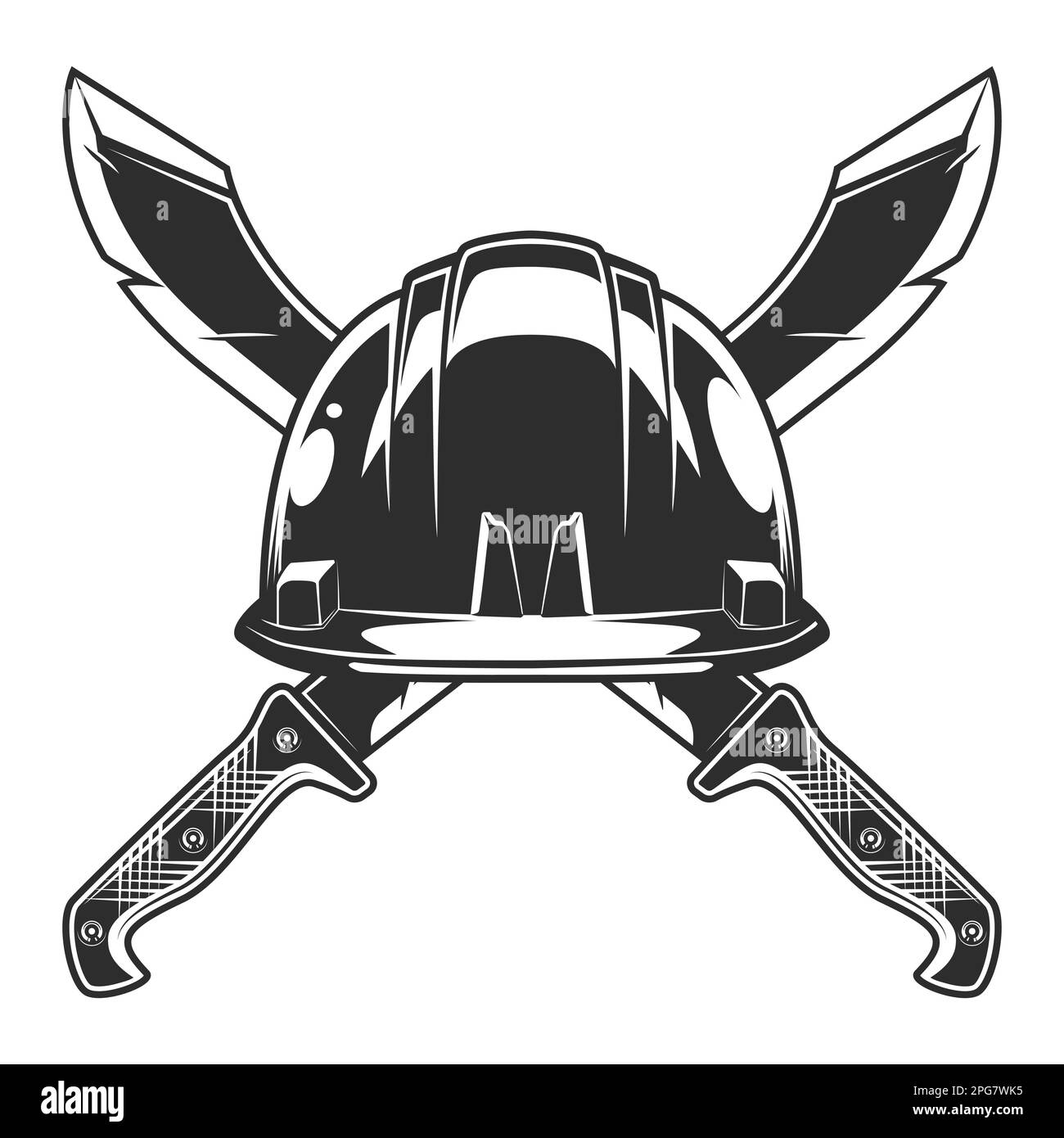 Machette avec construction casque icône casque, couteau tranchant arme