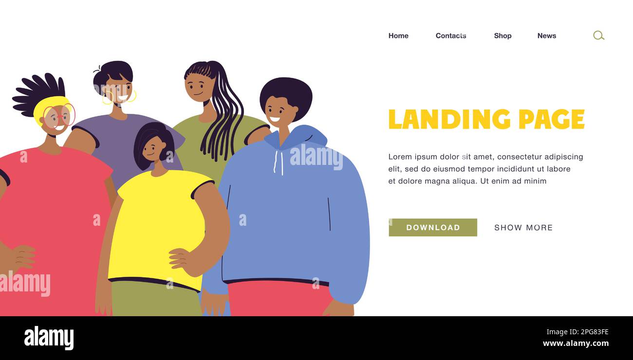 Groupe de jeunes Afro-américains souriants Illustration de Vecteur