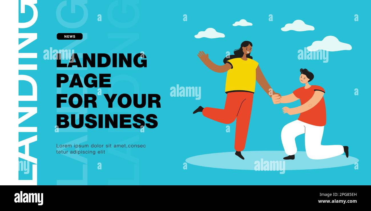 Petit ami agenouillant et tenant la main de la petite amie Illustration de Vecteur