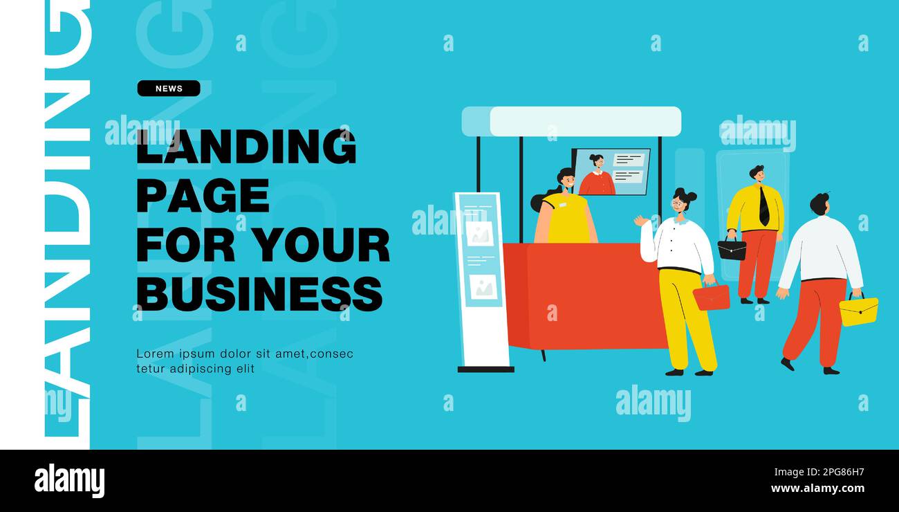 Visiteurs venus à l'exposition dans le centre d'affaires Illustration de Vecteur