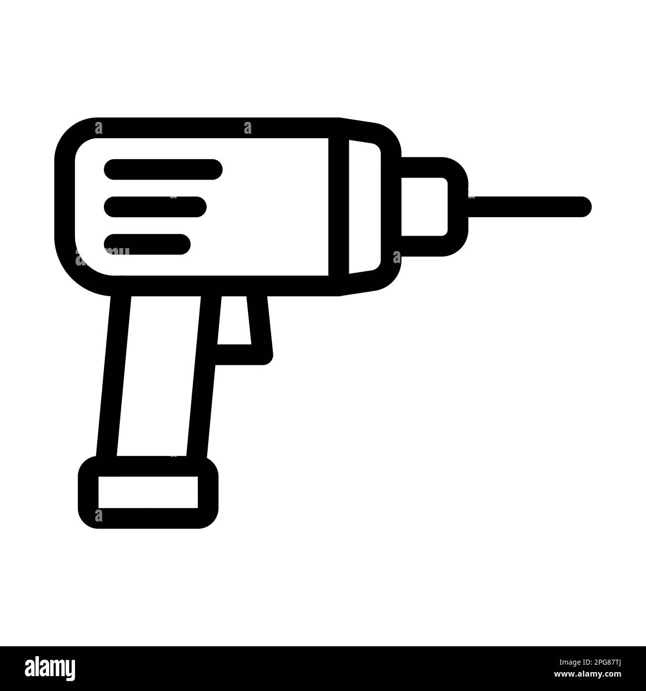 Icône de ligne épaisse vectorielle pour perceuse à percussion à usage personnel et commercial. Banque D'Images