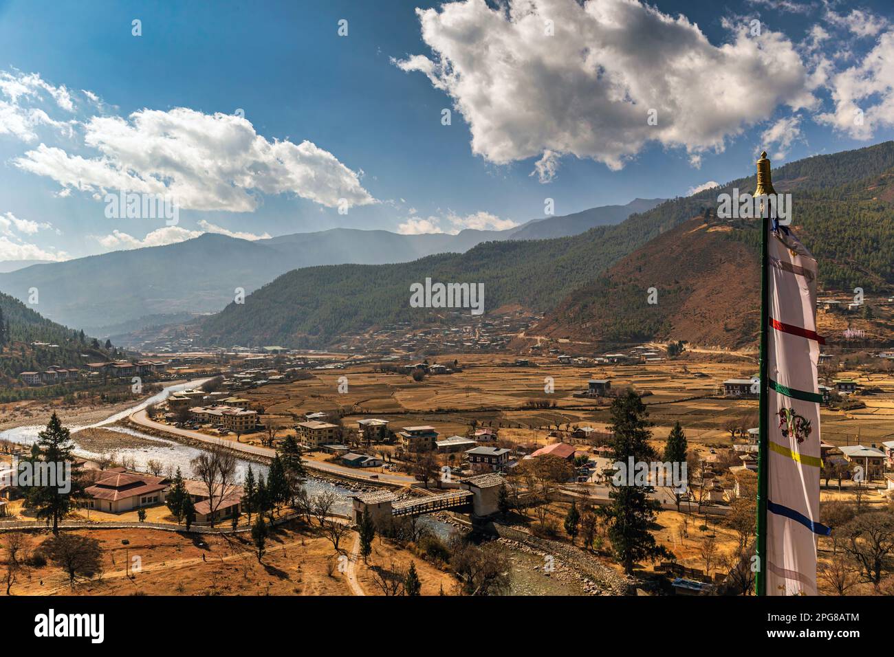 Vallée de Paro en hiver, Bhoutan Banque D'Images