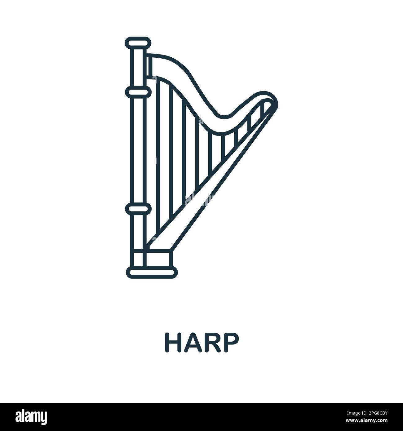 Icône de ligne de harpe. Élément simple de la collection d'instruments de musique. Icône de contour de Creative Harp pour la conception Web, les modèles, les infographies et plus encore Illustration de Vecteur