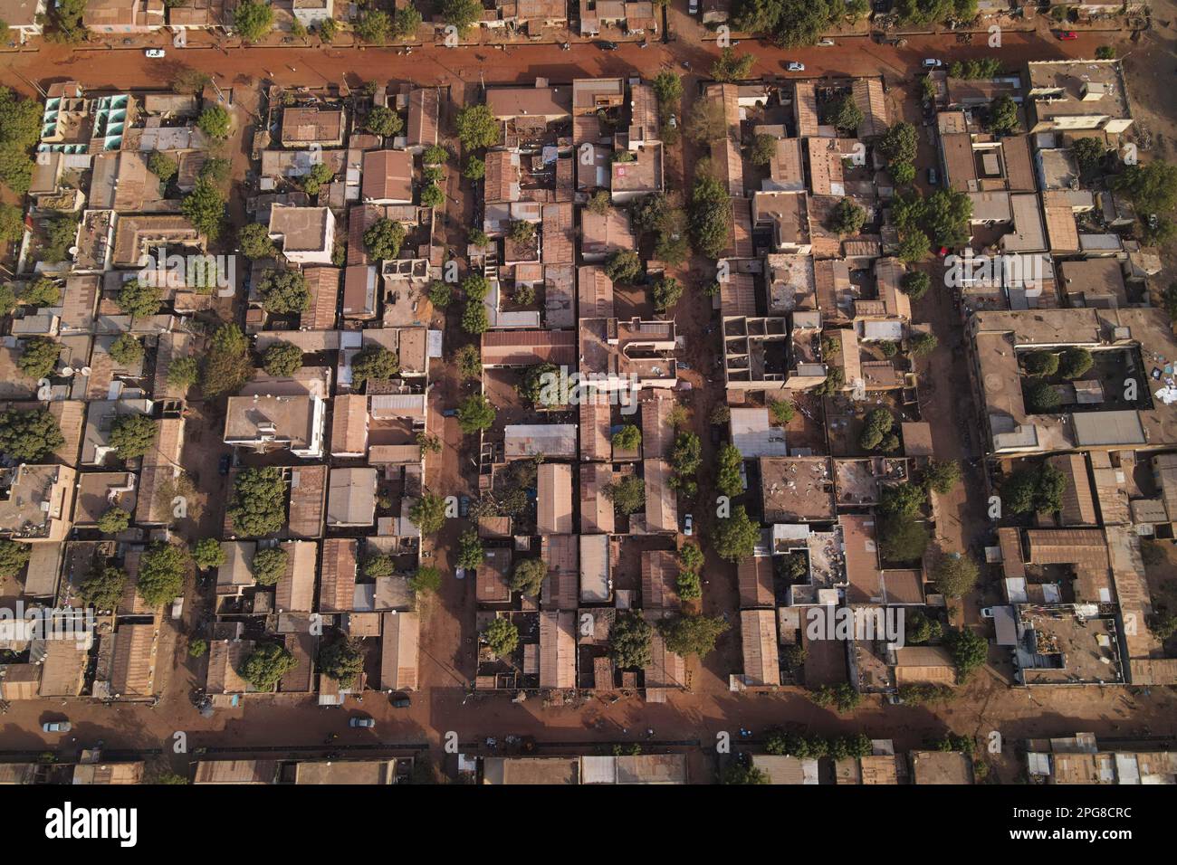 Nicolas Remene / le Pictorium - Bamako - Mali: Urbanisation, développement et changement climatique - 15/2/2021 - Mali / District de Bamako / Bamako - vue aérienne du district de Lafiabougou à Bamako, 15 février 2021. Banque D'Images