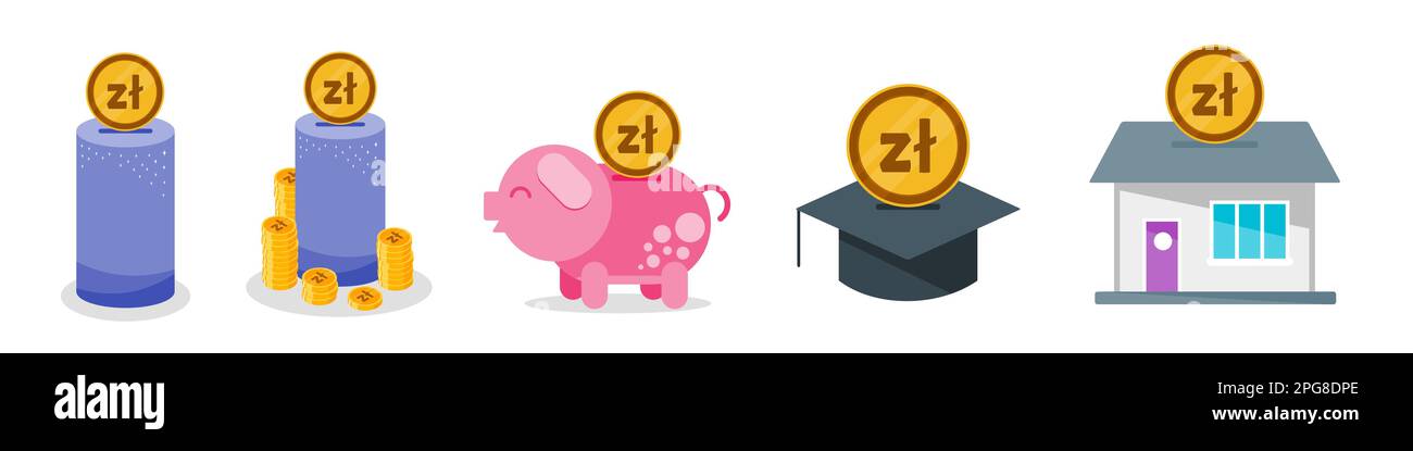 Économiser de l'argent zloty polonais Illustration de Vecteur