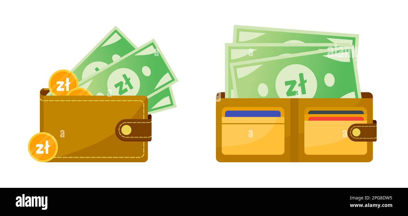 Portefeuille avec argent zloty polonais Illustration de Vecteur