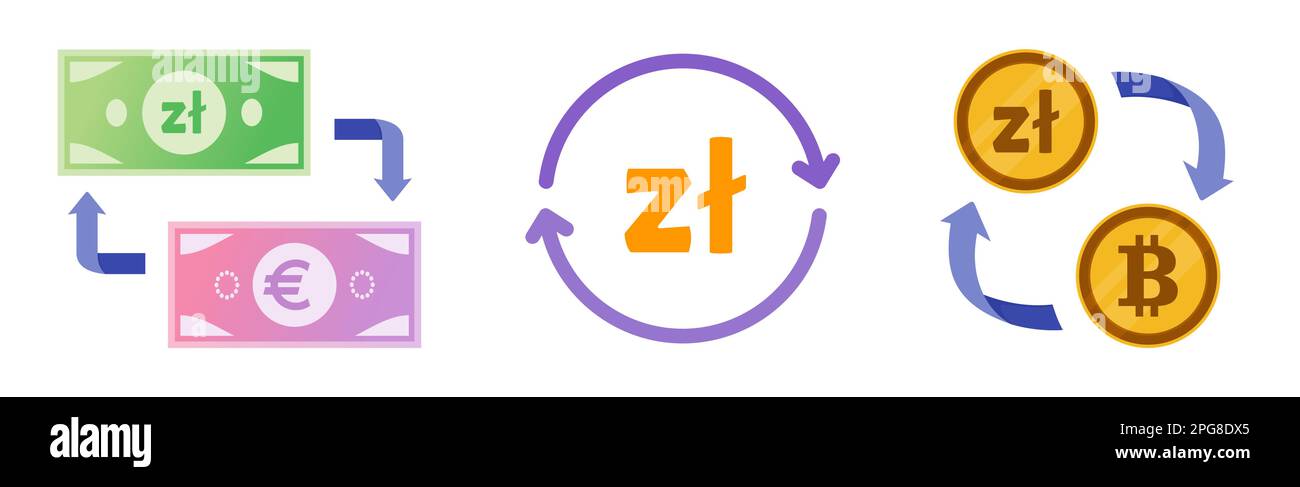 Monnaie étrangère et échange de crypto polonais Illustration de Vecteur