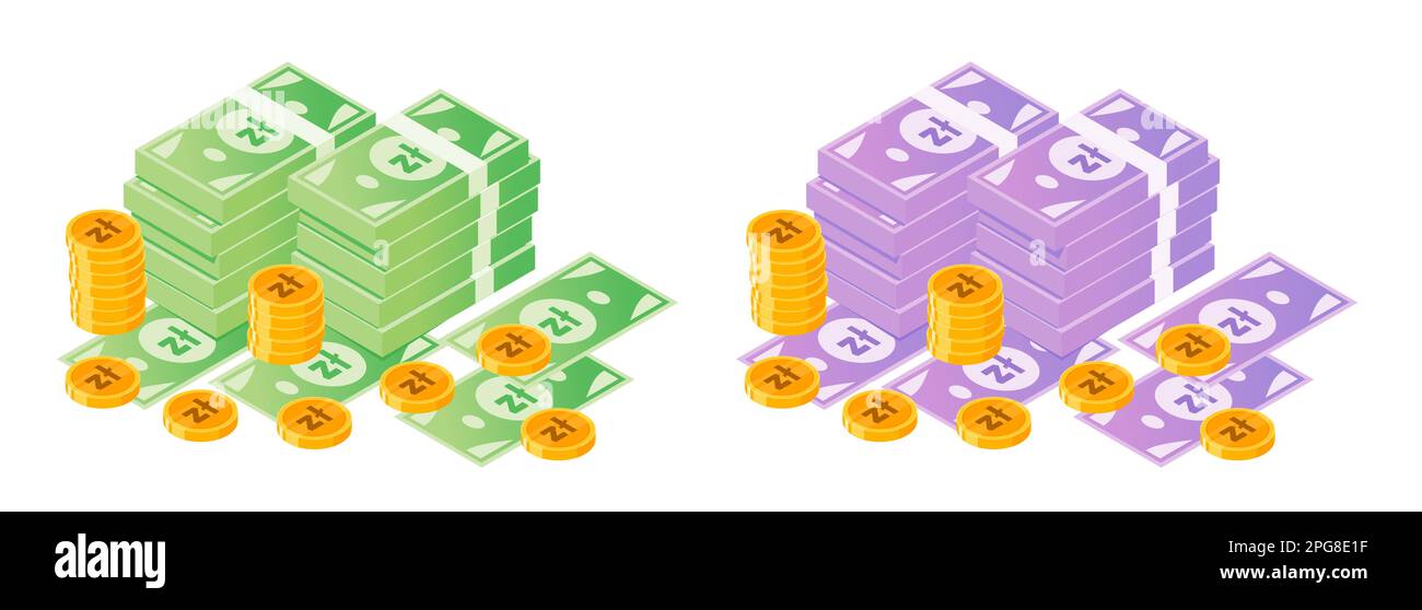 Pack d'argent zloty polonais et pièces Illustration de Vecteur