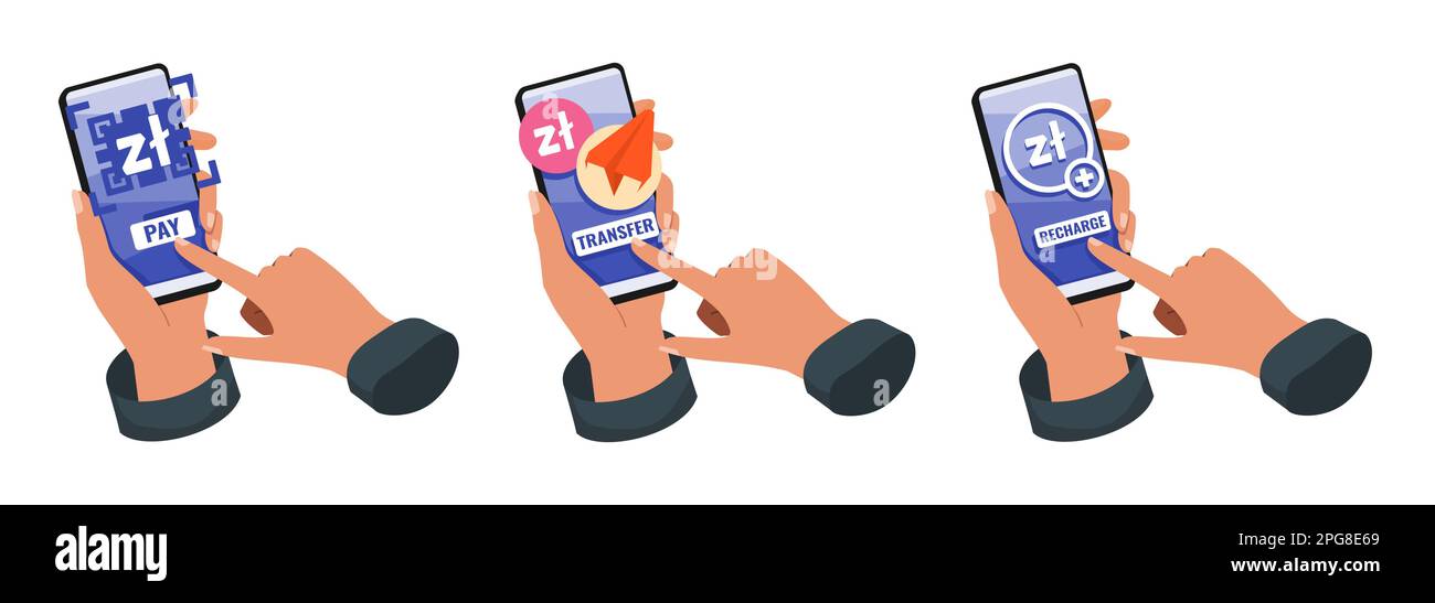 Banque mobile avec Zloty polonais Illustration Illustration de Vecteur